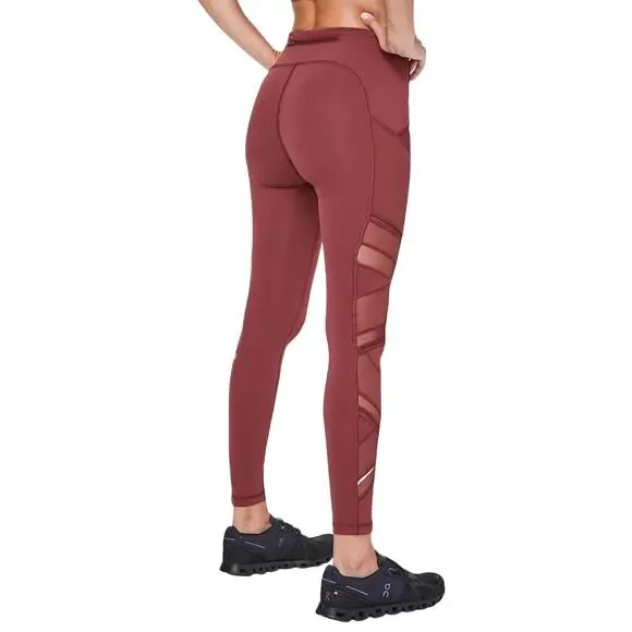 Lululemon Speed Up Leggings Mesh Panels Full Length Mid Rise 28" Savannah Brown - Picture 2 of 14